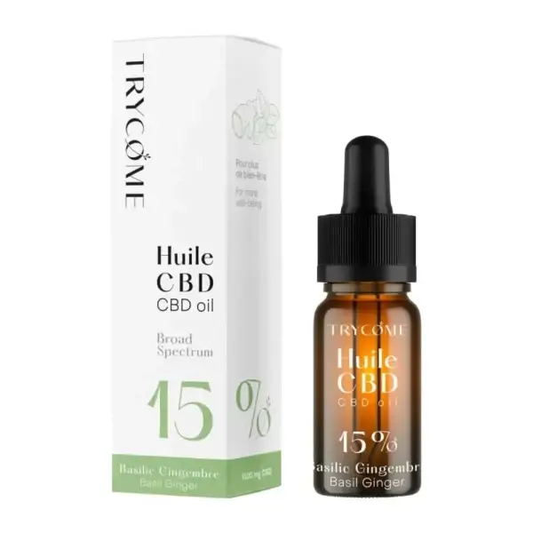 Huile de CBD BIO Broad Spectrum 15% Basilic-Gingembre